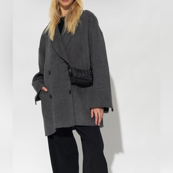 Toteme Double-Breasted Paneled 100% Wool Jacket Grey size 38 FR / Medium - Picture 2 of 12